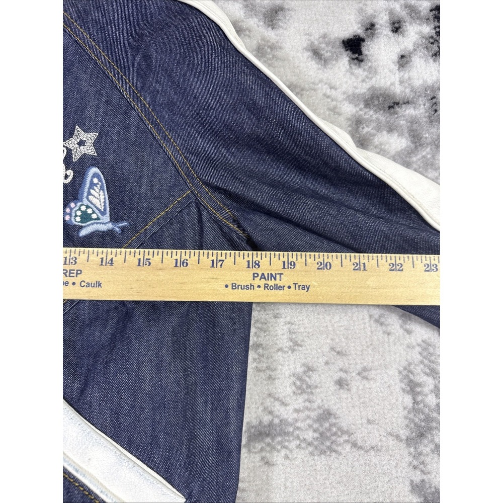 Coach Denim Varsity Jacket Womens Small Dark Wash‎ Blue Embroidered Cutesy Girly - Picture 7 of 14